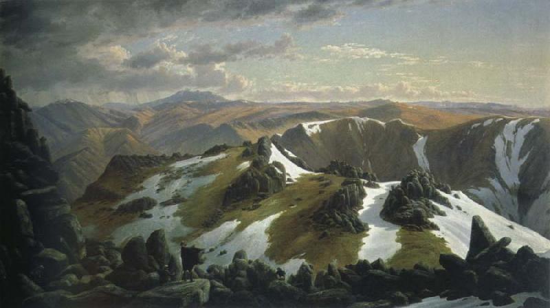 Eugene Guerard north east view from the northern top of mount kosciuszko oil painting image